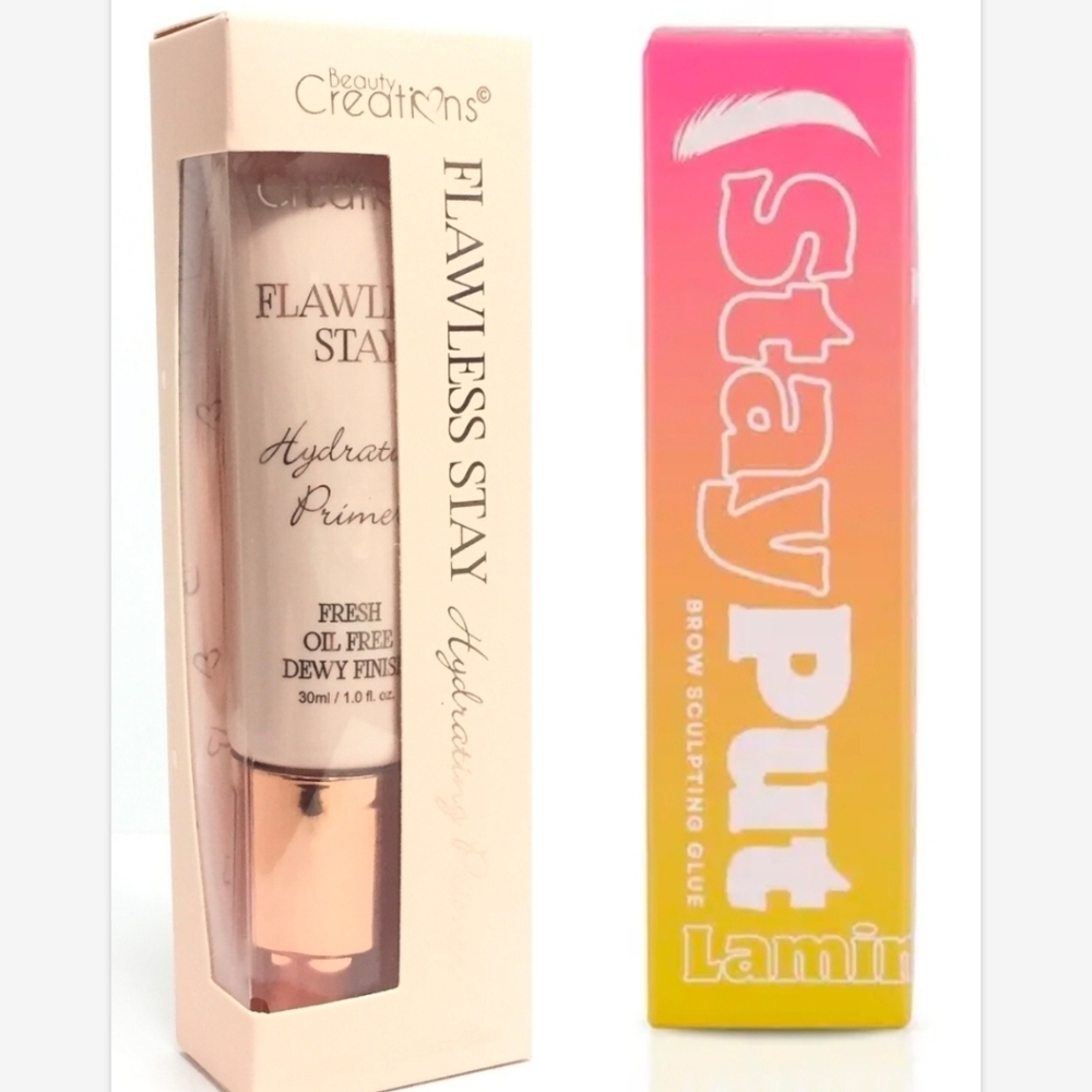 Beauty Creations Flawless Stay Primer & Oz Stay Put Brow Sculpting Glue NEW